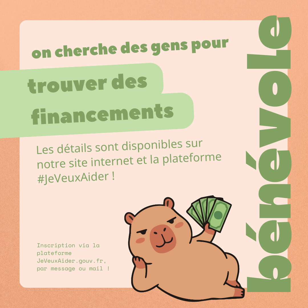 chargé de recherche de financements on cherche des bénévoles pour trouver des financements, clique pour accéder à l'annonce !